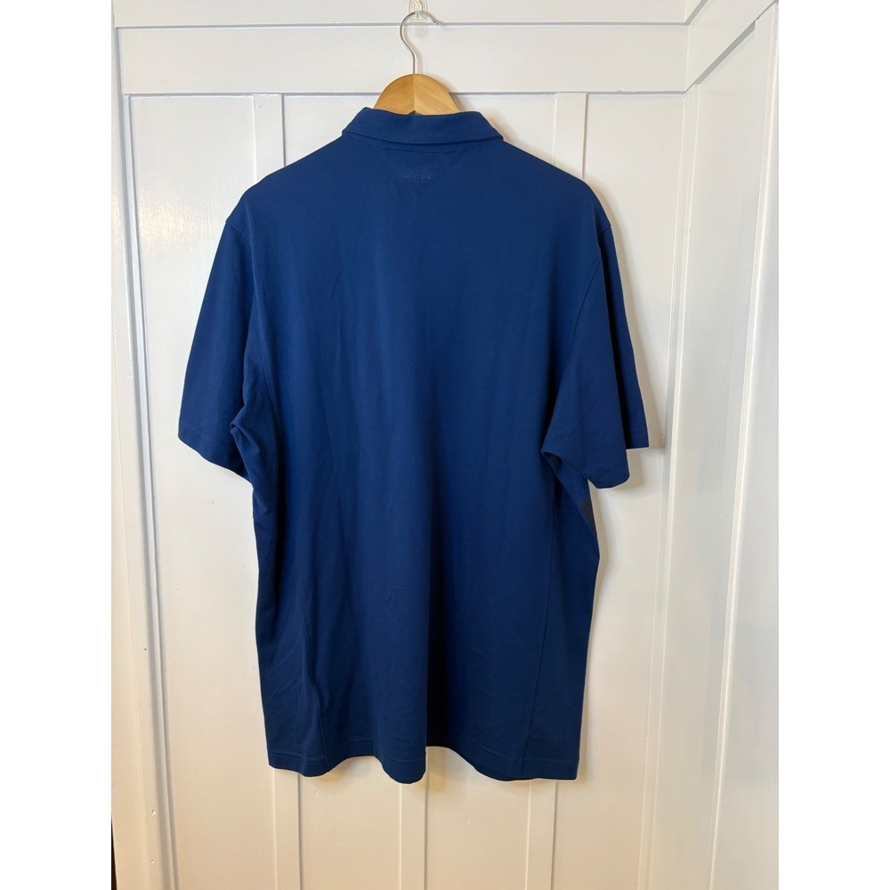 Adidas AdiPure Mens XL Blue Striped Short Sleeve Golf Polo Shirt Pique Stretch - Picture 2 of 10